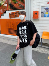 レイジーキャットハーフTシャツ / LAZY CAT HALF T-SHIRTS(2COLOR)
