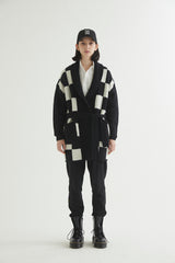CHECKERBOARD ROBE CARDIGAN BLACK (6613774336118)