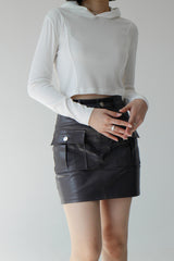 コーテッドミニスカート/Coated mini skirt (2color)