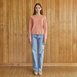 100%cashmere round neck basic top_orange snow (6653734617206)
