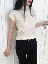 パートルプリーツエンボスハーフポーラー半袖Tシャツ/Pertle Pleated Embossed Half Polar Short Sleeve T-Shirt