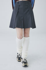 ダブルラップミニプリーツスカート / Double Lap Mini Pleated Skirt [Grey]