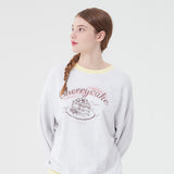 チェリーケーキグラフィックポイントスウェットシャツ／CHERRY CAKE GRAPHIC RIB POINT SWEATSHIRT [MELANGE GRAY]