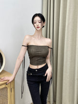 デニムフリーストラップトップ/802. Denim free strap top (3color)
