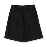 STITCH WIDE TURN UP HALF PANTS BLACK (6554120552566)
