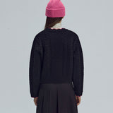 Wave cable round knit - Black (6674920374390)