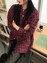 [UNISEX] Dickes Vintage Check Brushed Outer Long Sleeve Shirt