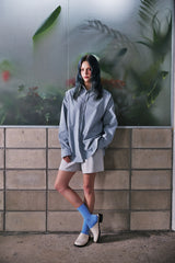 EARTH-COLOR PLEATS SHIRT (Cloudy Sky) / アースカラープリーツシャツ