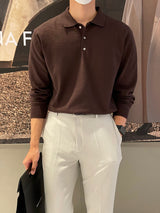ローウォッシャブルボタンカラーニットウェア / Low Washable Button Collar Knitwear (9 colors)
