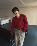 オフィシャルツイストVネックニット (7 color)