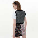 Tweed Crop Vest [Black] (6612243808374)