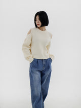 ソフトショルダースプリットニット/Soft shoulder split knit (2color)