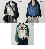 Turn's Two-Way Color Coloring Raglan Hood Zip-Up