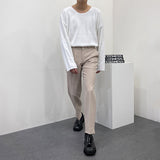 レッグ アップ サイド スリット スラックス / UN702 Leg Up side slit slacks (2 colors)