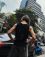 RHINESTONE DRAWING SLEEVELESS TOP BLACK