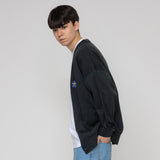 [UNISEX] Blue Flower Dot Embroidery Knit Cardigan (6690660614262)