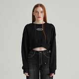 BLACK ATHR CROP SWEATSHIRT