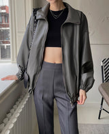 （UNISEX）ネブハイネックレザーブルゾン