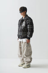 ビッグロゴカラーバーシティジャケット/BSR2223FWJK026 BIG LOGO COLLAR VARSITY JACKET BLACK CHECK