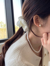 [92.5silver] cotton pearl earrings_ivory (2sizes)