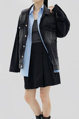 ウォッシングブラックブルーボクシージャケット / Washing Black Blue Boxy Jacket