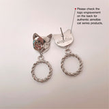 メルビーザキャットシリーズ - アンティークキャットノブピアス / Melbie The Cat Series - Antique Cat Knobs Piercing (Silver ver.)