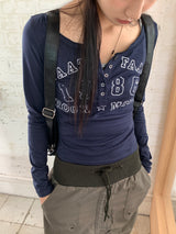 watt y2k button v-neck long sleeve t-shirt