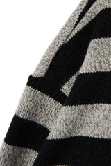 ストライプカラーカーディガンシャツ/Striped collar cardigan shirt C7 Oatmeal&Black