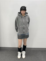 Cut-Off Cutting Hooded Zip-Up
