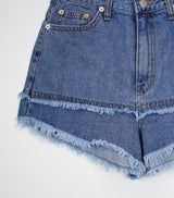 レイヤードショートデニムパンツ/Layered Short Denim Pants