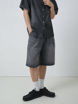 Well Button denim half pants 2color