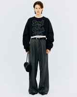 オーバーステンシルタイポクロップスウェットシャツ/OVER STENCIL TYPO CROP SWEATSHIRT-CHARCOAL