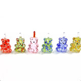 Two chain glass bear necklace (12color/random) (6685443850358)