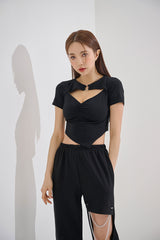 OリングシャーリングクロップTシャツ/O-Ring Shirring Crop Tee(9184)