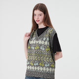 チェリーパターンニットベスト/ CHERRY PATTERN KNIT VEST [BLACK]