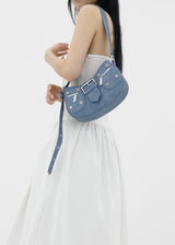 デニムスタッズショルダーバッグ/Denim Studded Shoulder Mini Bag (2color)