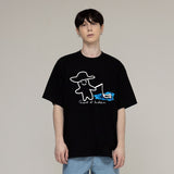 ヒューマンドローイングフィッシュスマイルショートスリーブTシャツ/Human Drawing Fish Smile Short-Sleeved T-Shirt
