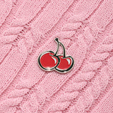 スモールチェリークロップニット / SMALL CHERRY CABLE CROP KNIT [PINK]