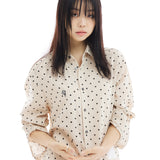 オーバーフィットドットプリントシャツ/OVERFIT DOT PRINT SHIRT-BEIGE