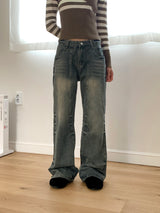 Chilla Cat Washing Y2K Semi Bootcut Denim Pants