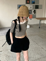 ワコサマーストローバンジーバケットハット / Wako summer straw bungee bucket hat