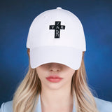 Black cross logo over fit buckle cap WHITE
