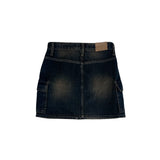 Vintage washing cargo denim skirt