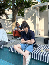Vカラーアイスショートスリーブニット / Bau V-collar Ice Short-Sleeved Knit (6 colors)