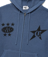 DAMAGED KNIT ZIP UP HOODIE BLUE(CV2DFUK681A)