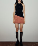 フロントポケットジップアップスカート / FRONT POCKET ZIP-UP SKIRT (BRICK ROSE)