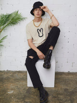 ムーンバニーアウトラインTシャツ/MOON BUNNY OUTLINE T-SHIRT LIGHT BEIGE (6586878689398)