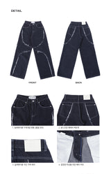 カッティングパネルセミワイドデニムパンツ / CUTTING PANEL SEMI WIDE DENIM PANTS