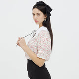 レースビッグカラーフラワーブラウス / LACE BIG COLLAR FLOWER BLOUSE _ WHITE