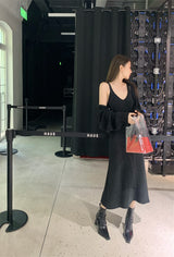 black knit long dress